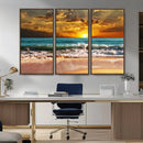 Golden Sunset Beach Canvas Wall Art – Triptych Seascape by MyGreatCanvas | Canvas Wall Art Prints | Photo Prints & Wall Decor