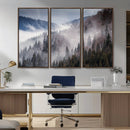 Beautiful Rising Fog in Winter Mountain Landscape- Framed