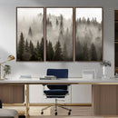 Foggy Mountain Wall Art | 3-Panel Foggy Forest and Mountain