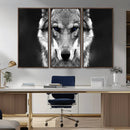 Black and White Wild Wolf Wall Art Canvas Print