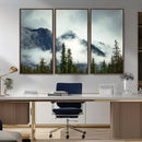 Mountain Mist Canvas Wall Art Print | 3-Panel Foggy Forest