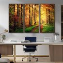 Sunlight Through Trees Wall Art Canvas Print - Autumn Forest