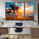 Palm Tree Sunset On The Beach Wall Art Canvas, Framed Palm by MyGreatCanvas | Canvas Wall Art Prints | Photo Prints & Wall Decor