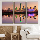 Colorful Dallas City Lights Night Skyline Wall Art Print