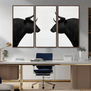 Spanish Bull Art - Framed Black and White Bull Canvas Print
