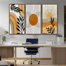 Modern Boho Sun and Leaf Abstract Art – 3-Panel Giclée by MyGreatCanvas | Canvas Wall Art Prints | Photo Prints & Wall Decor