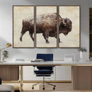 Buffalo Wall Art, Western Bison Canvas Print, Rustic Buffalo