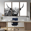 Black White Scottish Highland Cow Cattle Art Print Farmhouse