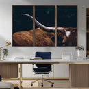 Texas Longhorn Bull Wall Art Canvas Print - Large Framed