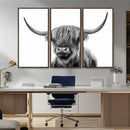 Grayscale Scottish Highland Cow Cattle Art Print Farmhouse by MyGreatCanvas | Canvas Wall Art Prints | Photo Prints & Wall Decor