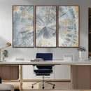 Radiant Abstract Wood Rings Canvas Art – Modern Triptych