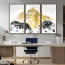 Golden Mountain Triptych Wall Art Canvas Print, Modern