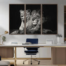 Lion Couple Wall Art Canvas Print – Elegant Black and White
