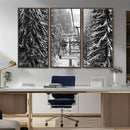 Winter Ski Lift Black and White Canvas Wall Art – Alpine