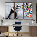 Banksy Art Behind the Curtain Street Wall Art Canvas Print |