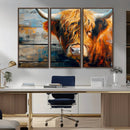 Highland Cow Abstract Canvas Wall Art – Bold Farmhouse
