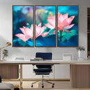 Pink Lotus Flower Canvas Wall Art | Vibrant Floral Wall