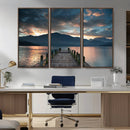 Mountain Lake Wood Pier Canvas Wall Art Nature Lake Print