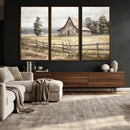 Rustic Farmhouse Barn Wall Art | 3-Panel Framed Gallery Wrap