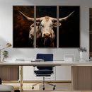 Texas Longhorn Wall Art | 3-Panel Large Texas Longhorn by MyGreatCanvas | Canvas Wall Art Prints | Photo Prints & Wall Decor