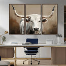 White Longhorn Bull Wall Art Canvas Print – Framed and Ready by MyGreatCanvas | Canvas Wall Art Prints | Photo Prints & Wall Decor
