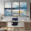 Abstract Ocean Canvas Wall Art - Coastal Blue and Gold
