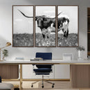 Texas Black White Highland Longhorn Cow Wall Art Canvas by MyGreatCanvas | Canvas Wall Art Prints | Photo Prints & Wall Decor