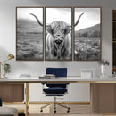 Black White Scottish Highland Cow Canvas Farm Wall Art by MyGreatCanvas | Canvas Wall Art Prints | Photo Prints & Wall Decor