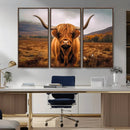 Highland Cow Longhorn Wall Art – Rustic Canvas Print, Framed