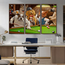 Dogs Playing Pool Canvas Wall Art Funny Gifts Dog Print