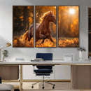 Running Horse Sunset Forest Wall Art Canvas Print