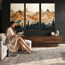 Rustic Wood Mountain Wall Art Print | Triptych Giclee Print