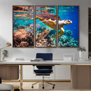 Sea Turtle Wall Art Canvas Print – Vibrant Ocean Coral Reef