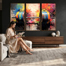 Weightlifting Barbell Art Triptych, Bold Abstract Fitness