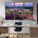 Vibrant Wildflower Garden and Mountain View Giclee Canvas