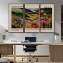 Yayoi Kusama Landscape Canvas Print, Vibrant Floral Mountain