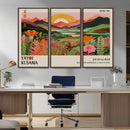 Framed Yayoi Kusama Print, Vibrant Floral Mountain Art
