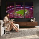 Bryant-Denny Stadium Night Game Triple Canvas Wall Art -