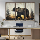 Vintage Bear Wall Art Canvas Print for Farmhouse - Mountain