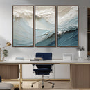 Waves Abstract Wall Art Print, Modern Framed Abstract Canvas