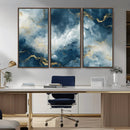 Large Abstract Print - Luxe Blue and Gold Abstract Canvas