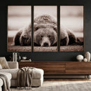 Grizzly Bear Wall Art Print - Bear Canvas Wall Art - Rustic