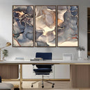 Abstract Blue and Gold Wall Art - Fluid Ink Artwork - Modern
