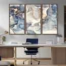 Abstract Blue and Gold Canvas Wall Art - Fluid Modern Ink