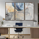 Large Abstract Blue and Gold Canvas Wall Art | Fluid Ink
