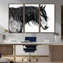Black Horse Wall Art Canvas Print – Elegant Farmhouse Decor