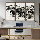 Abstract Horse Wall Art Canvas Print - Dynamic Black Ink