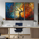 Yggdrasil Tree of Life Mosaic Stained Glass Wall Art Canvas,