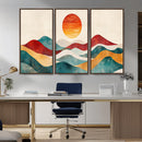 Southwest Mountain Wall Art Canvas Print – Boho Triptych