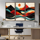 Western Wall Decor - Large Triptych Mountain Canvas - Boho
